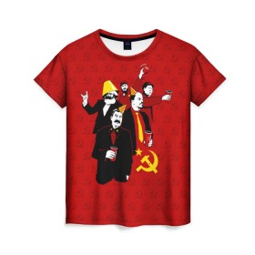 Женская футболка 3D с принтом Communist Party в Курске, 100% полиэфир ( синтетическое хлопкоподобное полотно) | прямой крой, круглый вырез горловины, длина до линии бедер | lenin | october | party | red | russia | soviet union | stalin | ussr | большевик | коммунист | красный | ленин | октябрь | пати | россия | советский союз | ссср | сталин