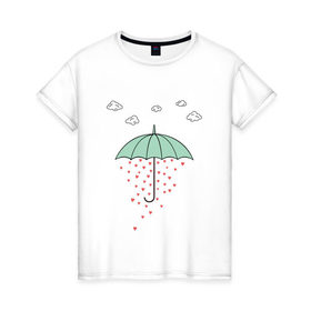 Женская футболка хлопок с принтом Зонтик в Курске, 100% хлопок | прямой крой, круглый вырез горловины, длина до линии бедер, слегка спущенное плечо | 