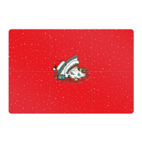 Магнитный плакат 3Х2 с принтом Акула Дед Мороз в Курске, Полимерный материал с магнитным слоем | 6 деталей размером 9*9 см | christmas | new year | shark | новый год | рождество | санта