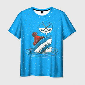 Мужская футболка 3D с принтом Акула хоккейный фанат в Курске, 100% полиэфир | прямой крой, круглый вырез горловины, длина до линии бедер | Тематика изображения на принте: fan | fish | hochey | ocean | predator | sea | shark | water | акула | вода | игра | лед | море | океан | рыба | фанат | хищник | хоккей | шайба
