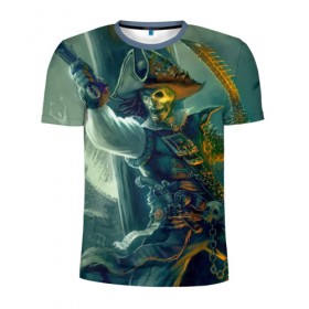 Мужская футболка 3D спортивная с принтом Пират в Курске, 100% полиэстер с улучшенными характеристиками | приталенный силуэт, круглая горловина, широкие плечи, сужается к линии бедра | gangplank | league of legends | lol | pirate | гангпланк | лига легенд | лол | пират
