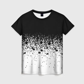 Женская футболка 3D с принтом необычный дизайн в Курске, 100% полиэфир ( синтетическое хлопкоподобное полотно) | прямой крой, круглый вырез горловины, длина до линии бедер | белая | необычная | черно