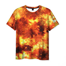 Мужская футболка 3D с принтом Взрывной гранж в Курске, 100% полиэфир | прямой крой, круглый вырез горловины, длина до линии бедер | взрыв | гранж | огонь | пламя | эксклюзив