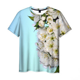 Мужская футболка 3D с принтом Сакура в Курске, 100% полиэфир | прямой крой, круглый вырез горловины, длина до линии бедер | вишня | сакура | яблоня | япония