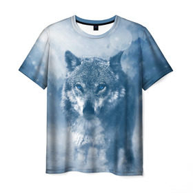 Мужская футболка 3D с принтом Волк в Курске, 100% полиэфир | прямой крой, круглый вырез горловины, длина до линии бедер | волк | животные | зверь | собака | хищник