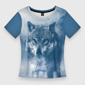 Женская футболка 3D Slim с принтом Волк в Курске,  |  | волк | животные | зверь | собака | хищник