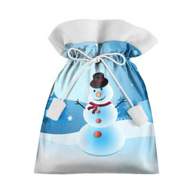 Подарочный 3D мешок с принтом Снеговик в Курске, 100% полиэстер | Размер: 29*39 см | Тематика изображения на принте: дед мороз | зима | новый год | праздник | снеговик | снежинки