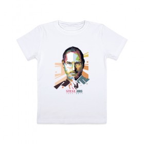Детская футболка хлопок с принтом Стив Джобс в Курске, 100% хлопок | круглый вырез горловины, полуприлегающий силуэт, длина до линии бедер | apple | брэнд | джобс | стив | эпл