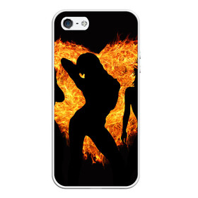Чехол для iPhone 5/5S матовый с принтом Танец огня в Курске, Силикон | Область печати: задняя сторона чехла, без боковых панелей | Тематика изображения на принте: любовь | огонь | пламя | сердце | танец