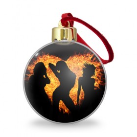 Ёлочный шар с принтом Танец огня в Курске, Пластик | Диаметр: 77 мм | любовь | огонь | пламя | сердце | танец
