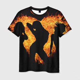 Мужская футболка 3D с принтом Танец огня в Курске, 100% полиэфир | прямой крой, круглый вырез горловины, длина до линии бедер | любовь | огонь | пламя | сердце | танец