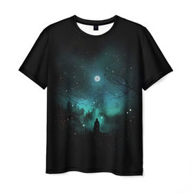Мужская футболка 3D с принтом Взгляд на звезды в Курске, 100% полиэфир | прямой крой, круглый вырез горловины, длина до линии бедер | Тематика изображения на принте: cosmos | galaxy | hipster | moon | night | planet | space | star | universe | вселенная | галактика | звезды | космос | луна | ночь | планета | хипстер