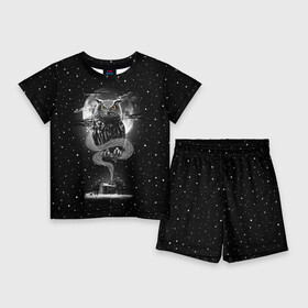 Детский костюм с шортами 3D с принтом Ночная сова в Курске,  |  | astronaut | bird | cosmonaut | cosmos | galaxy | hipster | moon | night | owl | planet | space | star | universe | вселенная | галактика | звезды | космонавт | космос | луна | планета | птица | сова