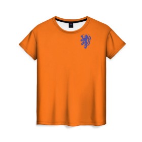 Женская футболка 3D с принтом Сборная Голландии в Курске, 100% полиэфир ( синтетическое хлопкоподобное полотно) | прямой крой, круглый вырез горловины, длина до линии бедер | holland | голландия | нидерланды