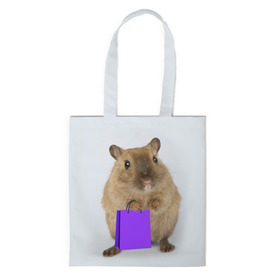 Сумка 3D повседневная с принтом Хомяк с сумкой в Курске, 100% полиэстер | Плотность: 200 г/м2; Размер: 34×35 см; Высота лямок: 30 см | грызун | животные | крыса | мышь | хомяк | яблоко