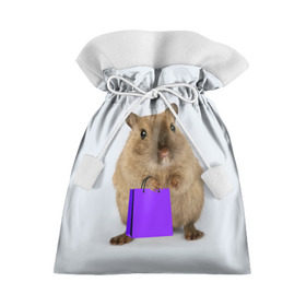Подарочный 3D мешок с принтом Хомяк с сумкой в Курске, 100% полиэстер | Размер: 29*39 см | грызун | животные | крыса | мышь | хомяк | яблоко