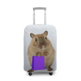 Чехол для чемодана 3D с принтом Хомяк с сумкой в Курске, 86% полиэфир, 14% спандекс | двустороннее нанесение принта, прорези для ручек и колес | грызун | животные | крыса | мышь | хомяк | яблоко