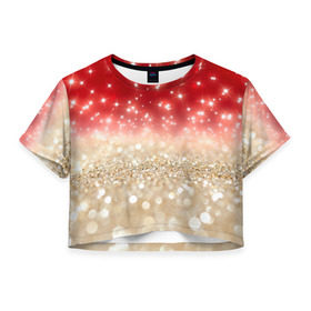 Женская футболка 3D укороченная с принтом Золотой звездопад в Курске, 100% полиэстер | круглая горловина, длина футболки до линии талии, рукава с отворотами | год | звездопад | золото | новый | рождество | сочельник | эксклюзив