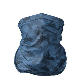 Бандана-труба 3D с принтом Камуфляж со снегоходами в Курске, 100% полиэстер, ткань с особыми свойствами — Activecool | плотность 150‒180 г/м2; хорошо тянется, но сохраняет форму | зима | милитари | синий | снег | снегоход | текстура | экстремальный | экстрим