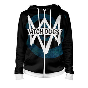 Женская толстовка 3D на молнии с принтом Watch Dogs 2 в Курске, 100% полиэстер | длина до линии бедра, манжеты и пояс оформлены мягкой тканевой резинкой, двухслойный капюшон со шнурком для регулировки, спереди молния, по бокам два кармана | dogs | ubisoft | watch | watchdogs | псы | сторожевые | хакер