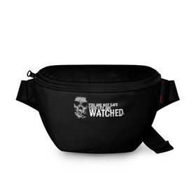 Поясная сумка 3D с принтом Watch Dogs 2 в Курске, 100% полиэстер | плотная ткань, ремень с регулируемой длиной, внутри несколько карманов для мелочей, основное отделение и карман с обратной стороны сумки застегиваются на молнию | dogs | ubisoft | watch | watchdogs | псы | сторожевые | хакер