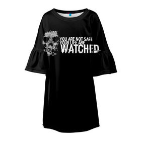 Детское платье 3D с принтом Watch Dogs 2 в Курске, 100% полиэстер | прямой силуэт, чуть расширенный к низу. Круглая горловина, на рукавах — воланы | Тематика изображения на принте: dogs | ubisoft | watch | watchdogs | псы | сторожевые | хакер