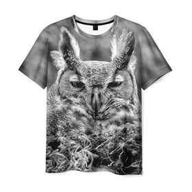 Мужская футболка 3D с принтом Филин в Курске, 100% полиэфир | прямой крой, круглый вырез горловины, длина до линии бедер | bird | nest | night | nocturnal | owl | predator | гнездо | ночной | птица | сова | филин | хищник