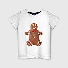 Детская футболка хлопок с принтом Новый год, Печенька! в Курске, 100% хлопок | круглый вырез горловины, полуприлегающий силуэт, длина до линии бедер | новыйгод | печенька