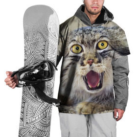 Накидка на куртку 3D с принтом Дикий кот в Курске, 100% полиэстер |  | animal | cat | eyes | jaws | predator | teeth | wild | взгляд | дикий | животное | клыки | кот | пасть | хищник