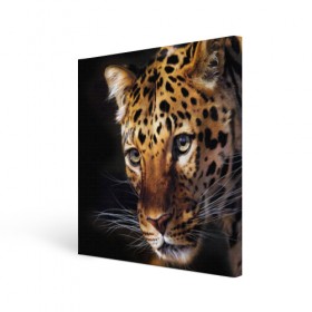 Холст квадратный с принтом Леопард в Курске, 100% ПВХ |  | animal | leopard | look | predator | spotted | wild | взгляд | дикий | животное | леопард | пятнистый | хищник