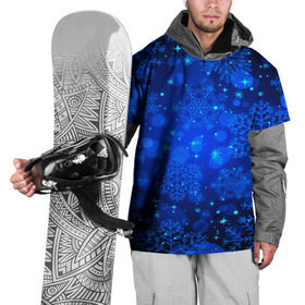 Накидка на куртку 3D с принтом Снежинки в Курске, 100% полиэстер |  | Тематика изображения на принте: круги | новогодний | рождество | синий | снежинка | темный