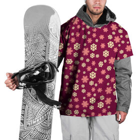 Накидка на куртку 3D с принтом Снежинки бордо в Курске, 100% полиэстер |  | Тематика изображения на принте: год петуха | детям | любимым. | новый год | подарок | популярное | снег | снежинки