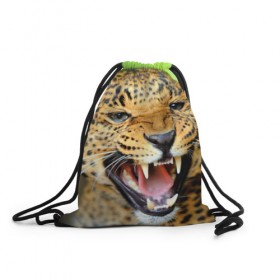 Рюкзак-мешок 3D с принтом Леопард в Курске, 100% полиэстер | плотность ткани — 200 г/м2, размер — 35 х 45 см; лямки — толстые шнурки, застежка на шнуровке, без карманов и подкладки | animal | leopard | look | predator | spotted | wild | взгляд | дикий | животное | леопард | пятнистый | хищник