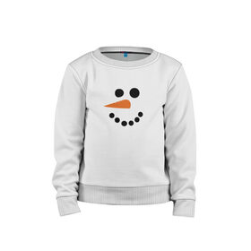 Детский свитшот хлопок с принтом Снеговик минимализм в Курске, 100% хлопок | круглый вырез горловины, эластичные манжеты, пояс и воротник | год петуха | детям | крутой снеговик | любимым. | минимализм | морковка | новый год | подарок | популярное | снег | снеговик