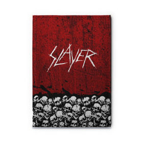 Обложка для автодокументов с принтом Slayer Red в Курске, натуральная кожа |  размер 19,9*13 см; внутри 4 больших “конверта” для документов и один маленький отдел — туда идеально встанут права | metal | rock | метал | рок | слэйер | трэш | череп