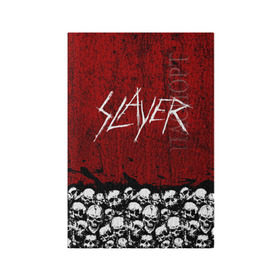 Обложка для паспорта матовая кожа с принтом Slayer Red в Курске, натуральная матовая кожа | размер 19,3 х 13,7 см; прозрачные пластиковые крепления | Тематика изображения на принте: metal | rock | метал | рок | слэйер | трэш | череп
