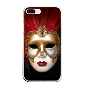 Чехол для iPhone 7Plus/8 Plus матовый с принтом Венецианская маска в Курске, Силикон | Область печати: задняя сторона чехла, без боковых панелей | венеция | италия | карнавал | красный | лицо | перья