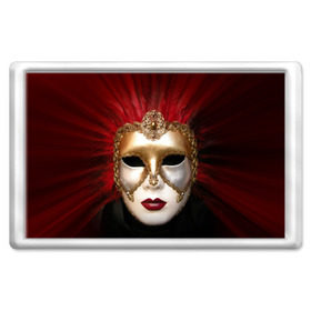 Магнит 45*70 с принтом Венецианская маска в Курске, Пластик | Размер: 78*52 мм; Размер печати: 70*45 | венеция | италия | карнавал | красный | лицо | перья