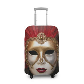Чехол для чемодана 3D с принтом Венецианская маска в Курске, 86% полиэфир, 14% спандекс | двустороннее нанесение принта, прорези для ручек и колес | венеция | италия | карнавал | красный | лицо | перья