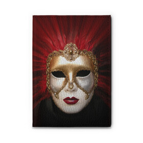 Обложка для автодокументов с принтом Венецианская маска в Курске, натуральная кожа |  размер 19,9*13 см; внутри 4 больших “конверта” для документов и один маленький отдел — туда идеально встанут права | венеция | италия | карнавал | красный | лицо | перья