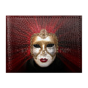 Обложка для студенческого билета с принтом Венецианская маска в Курске, натуральная кожа | Размер: 11*8 см; Печать на всей внешней стороне | Тематика изображения на принте: венеция | италия | карнавал | красный | лицо | перья