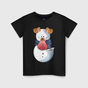 Детская футболка хлопок с принтом Снеговик снэпчат 2 в Курске, 100% хлопок | круглый вырез горловины, полуприлегающий силуэт, длина до линии бедер | Тематика изображения на принте: snapchat | радуга | снеговик | снэпчат | уши | фильтр | язык