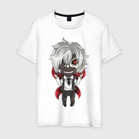 Мужская футболка хлопок с принтом Канеки в Курске, 100% хлопок | прямой крой, круглый вырез горловины, длина до линии бедер, слегка спущенное плечо. | anime | ghoul | tokyo | tokyo ghoul | гуль