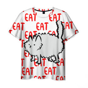 Мужская футболка 3D с принтом Голодный Филя в Курске, 100% полиэфир | прямой крой, круглый вырез горловины, длина до линии бедер | голод | кот