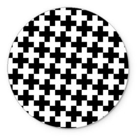 Коврик круглый с принтом Крест в Курске, резина и полиэстер | круглая форма, изображение наносится на всю лицевую часть | cross | крест | оптическая иллюзия | орнамент | узор | чёрно белый