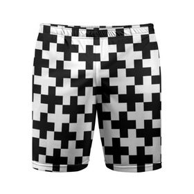 Мужские шорты 3D спортивные с принтом Крест в Курске,  |  | cross | крест | оптическая иллюзия | орнамент | узор | чёрно белый