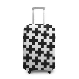 Чехол для чемодана 3D с принтом Крест в Курске, 86% полиэфир, 14% спандекс | двустороннее нанесение принта, прорези для ручек и колес | cross | крест | оптическая иллюзия | орнамент | узор | чёрно белый