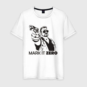 Мужская футболка хлопок с принтом Walter Sobchak в Курске, 100% хлопок | прямой крой, круглый вырез горловины, длина до линии бедер, слегка спущенное плечо. | the big lebowski | walter sobchak | большой лебовски