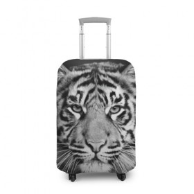 Чехол для чемодана 3D с принтом Тигр в Курске, 86% полиэфир, 14% спандекс | двустороннее нанесение принта, прорези для ручек и колес | animal | black   white | look | predator | tiger | wild | взгляд | дикий | животное | тигр | хищник | черно   белый