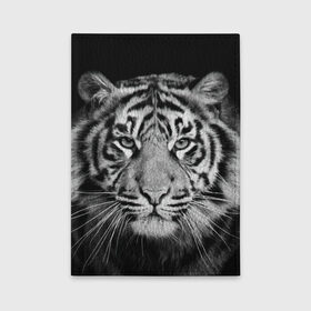 Обложка для автодокументов с принтом Тигр в Курске, натуральная кожа |  размер 19,9*13 см; внутри 4 больших “конверта” для документов и один маленький отдел — туда идеально встанут права | animal | black   white | look | predator | tiger | wild | взгляд | дикий | животное | тигр | хищник | черно   белый